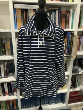 Preppy Blue And White Stripe Shirt X Large